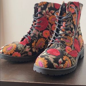 Floral combat boots